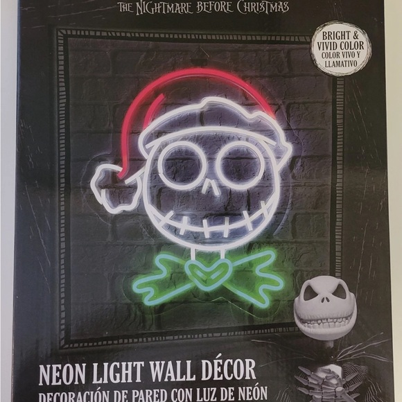 The Nightmare Before Christmas 14" Santa Jack Skellington "Neon" Sign LED Lights - Picture 5 of 9